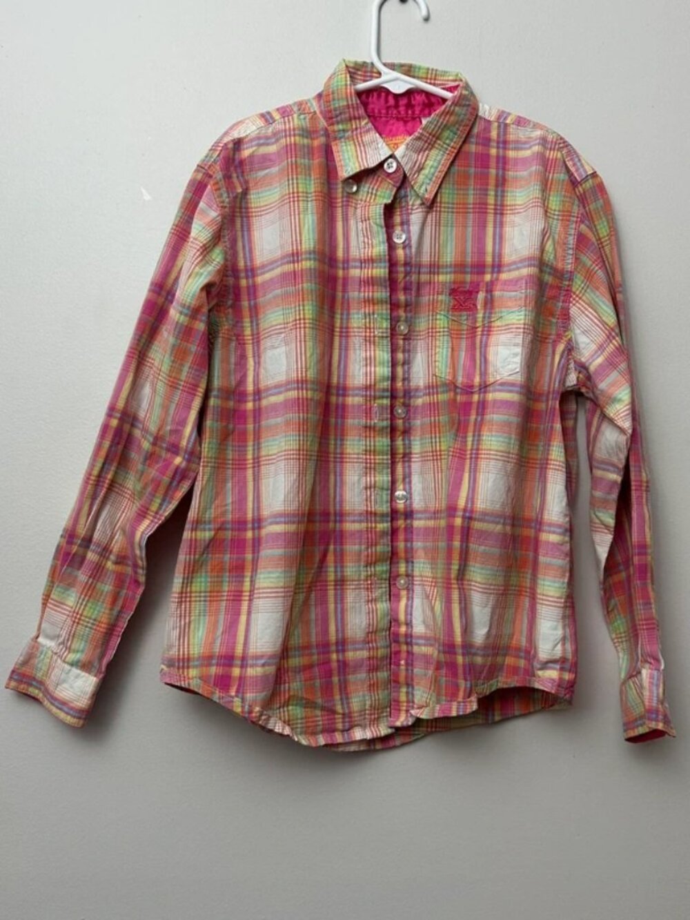 Twenty X Girls XL 12 Multicolor Plaid Long Sleeve Button Front Shirt